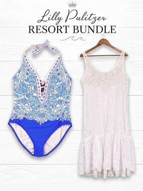 Lilly Pulitzer Bundle Camellia Maxi Cover-Up and Loraline One-Piece Swimsuit XL